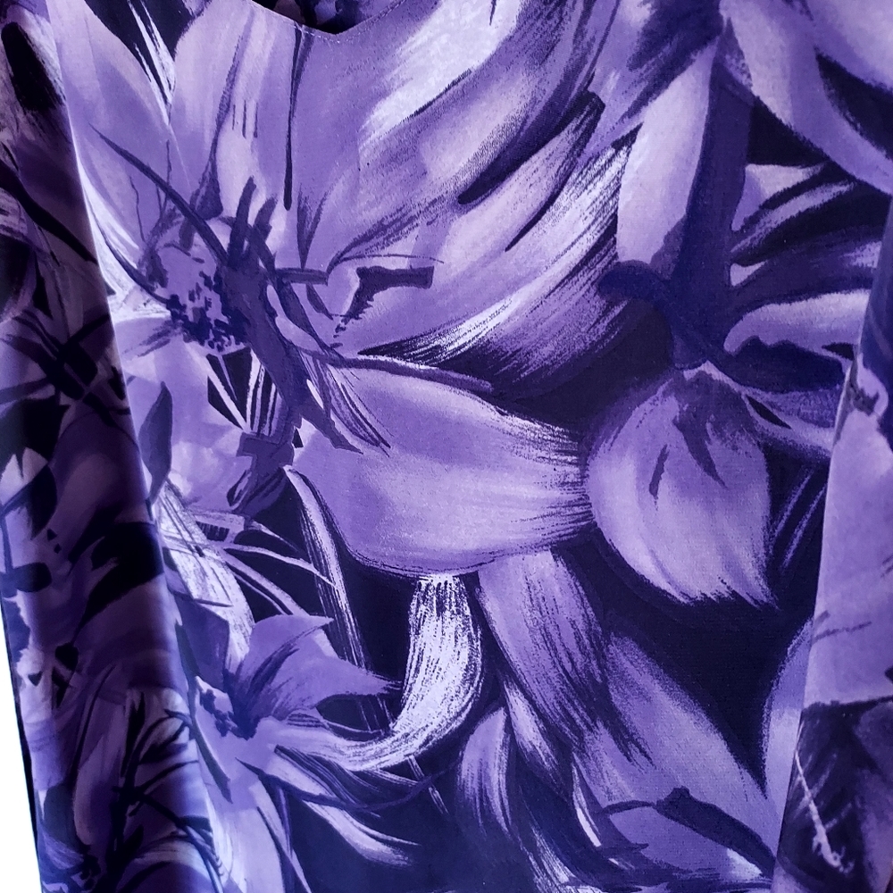 Norton McNaughton Vintage 90s Purple floral Maxi dress Tropical Vacation Luau - Picture 5 of 13